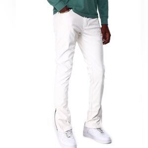 Waimea Mens White Leather Side Zip Pants